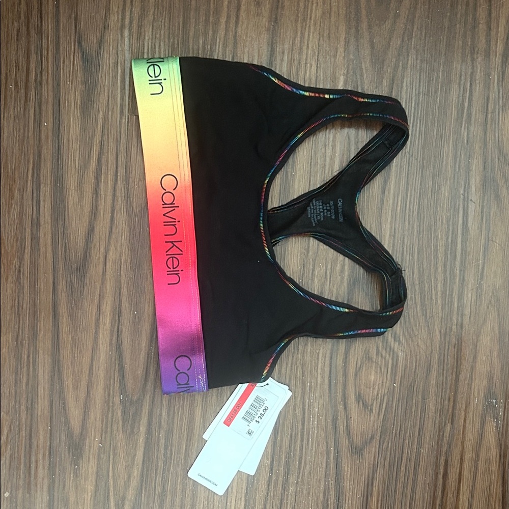 Calvin Klein Black Sports Bra with Multicolor Band